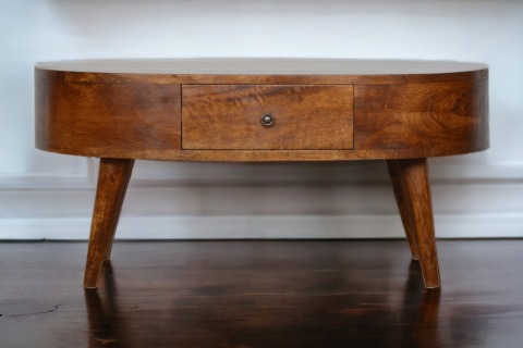 Chestnut rounded coffee table