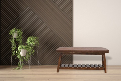 Buffalo hide hallway bench