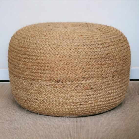 Natural jute pouffe