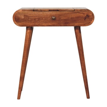 Mini Honey Caramel Dressing Table with Foldable Mirror