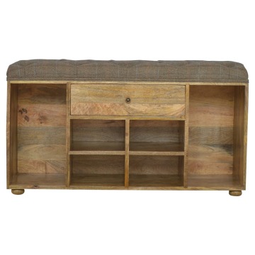 Multi Tweed 4 Slot Shoe Storage Bench