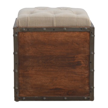 Iron Padded Storage Footstool